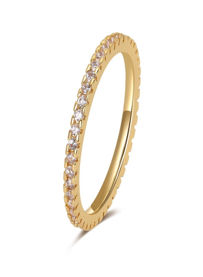 AIPULIDUO Women's gold rings, 18k white gold plated, set with round cubic zirconia (Cz) gemstones. These stackable rings are exquisite gifts for special occasions such as birthdays and weddings - Image 1